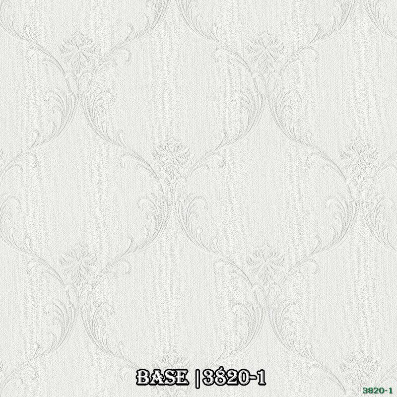 Giấy dán tường có họa tiết tân cổ điển và màu trắng 3820-1.