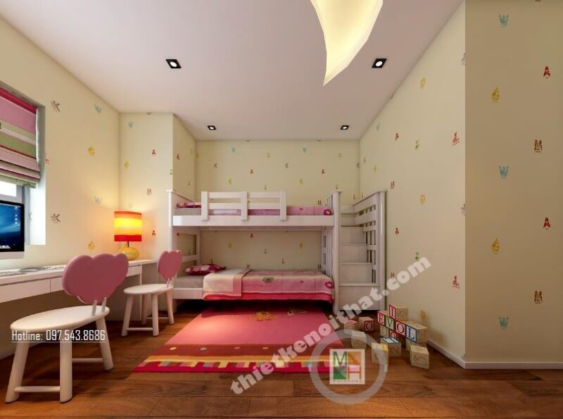 Để tạo thêm nhiều không gian riêng tư cho con bạn, hãy sử dụng mẫu giường tầng hiện đại.